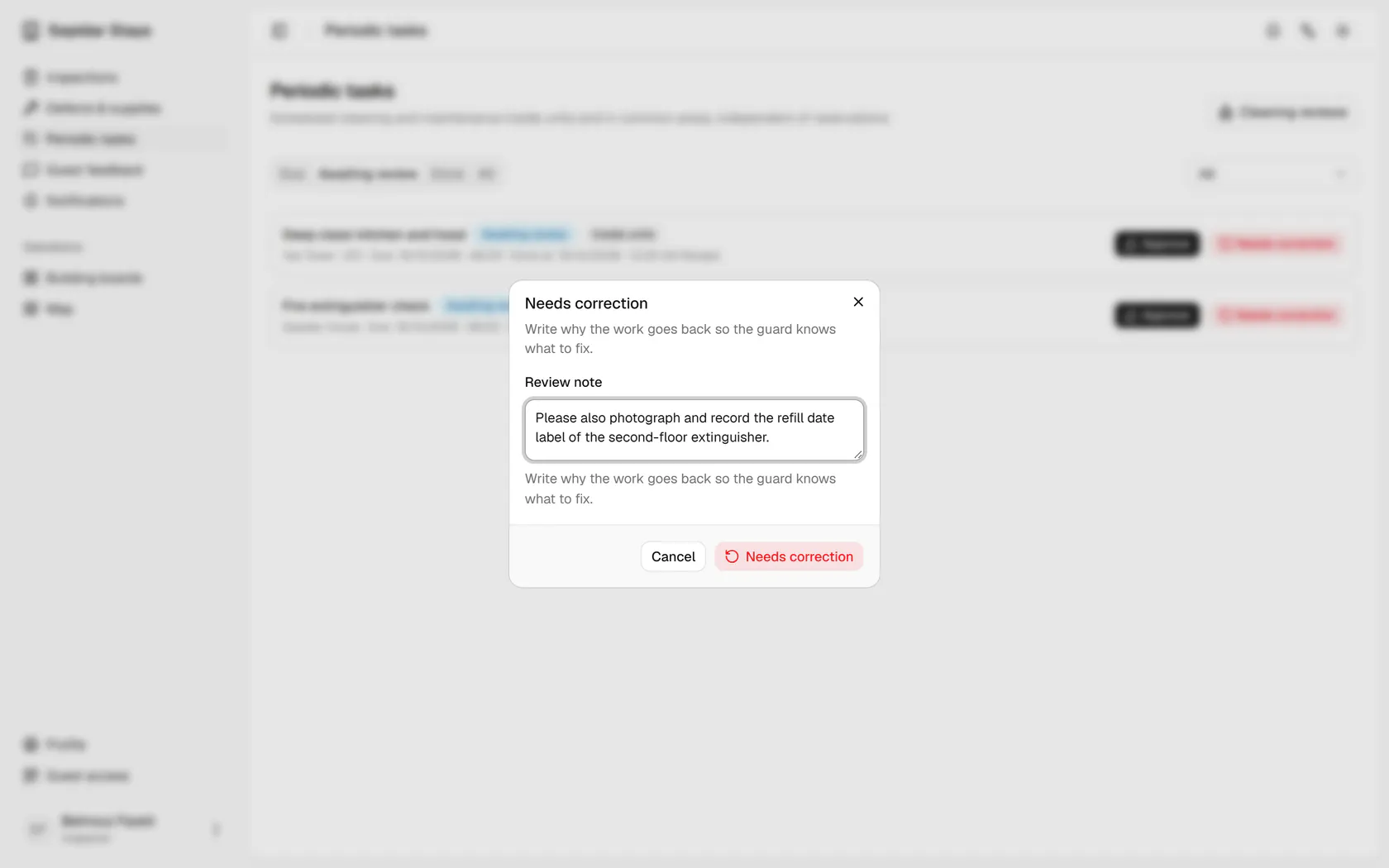 Confirm, and the task returns to the host's list of due work.
